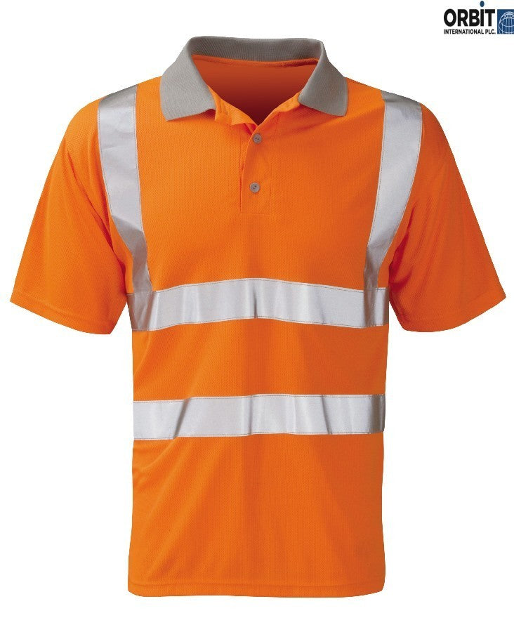 HI Vis Short Sleeved Polo Shirt - ORANGE/GREY