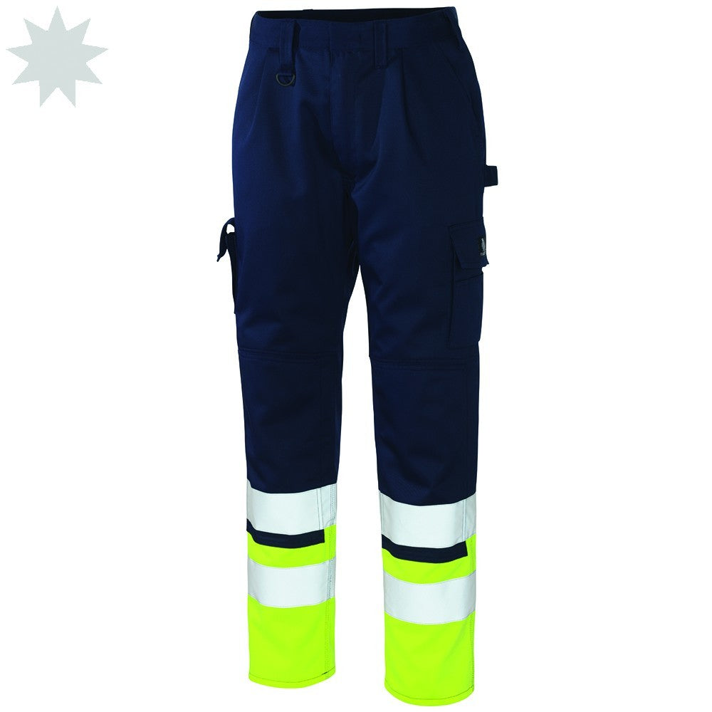 Mascot Patos Hi Vis Trousers 12379 (Regular) - Yellow/Navy