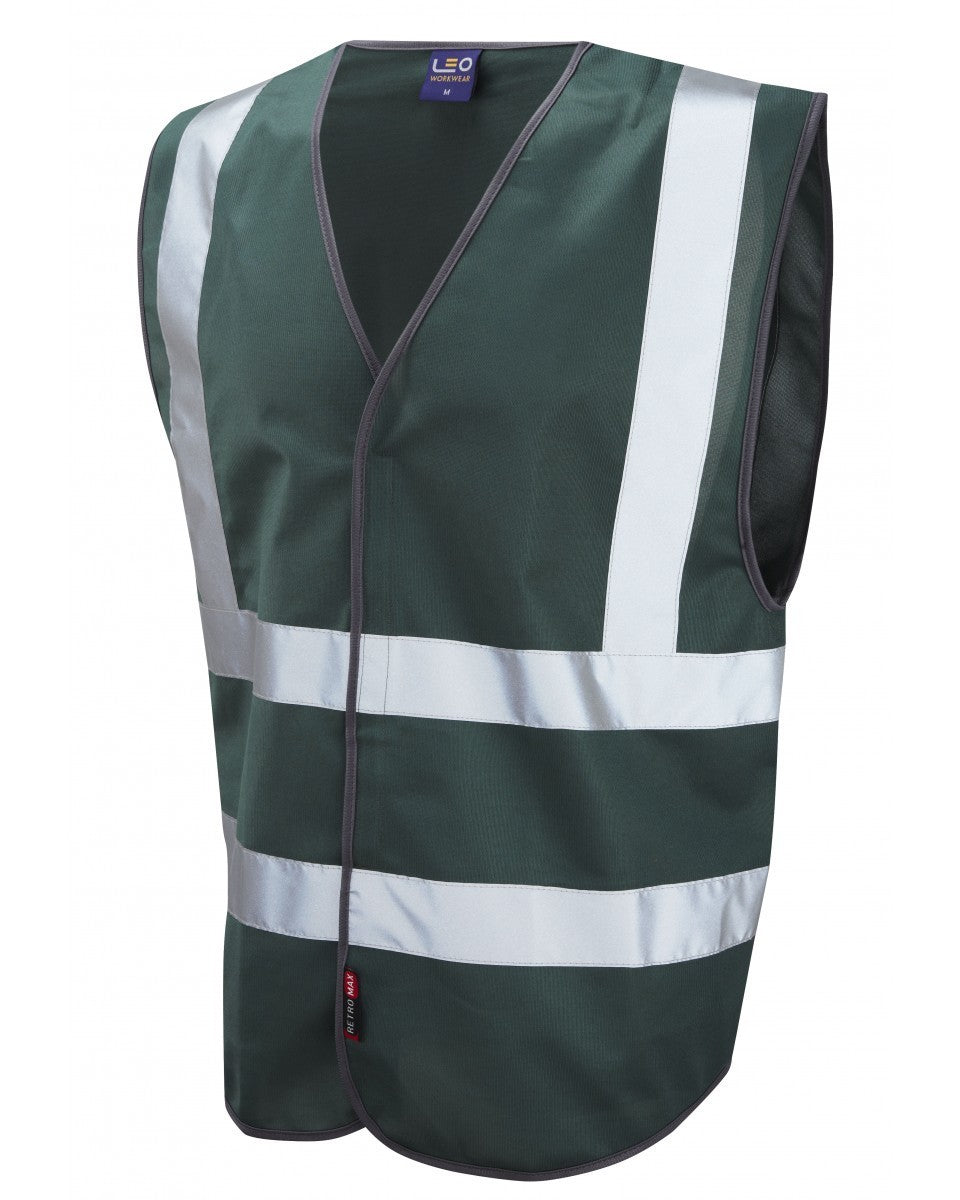 Leo Workwear Hi Vis Vest - BOTTLE GREEN