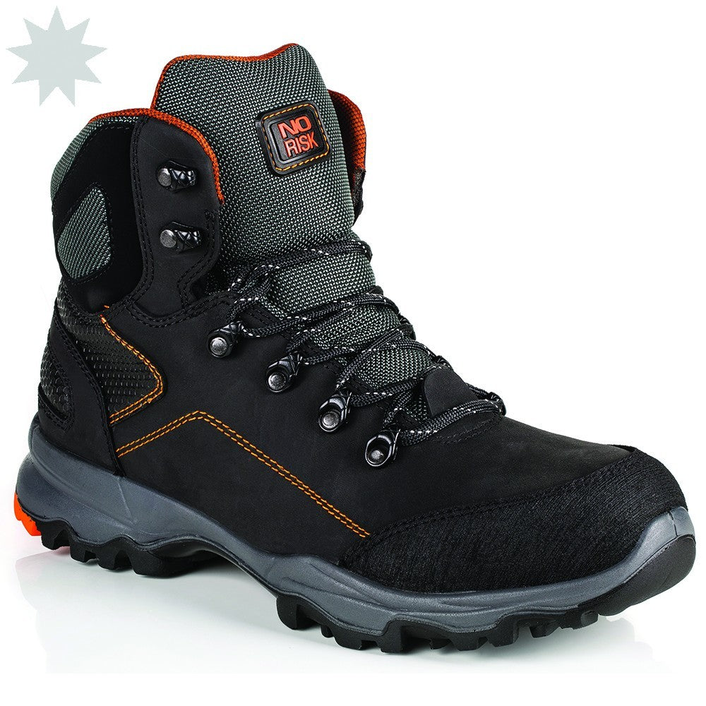 No Risk Discovery S3 Leather Safety Boots - Black