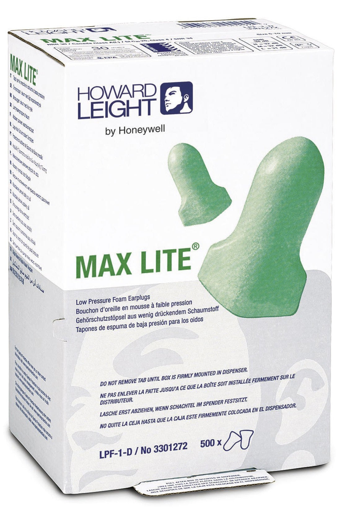 Howard Leight LITE LPF-1 Max Earplugs 3301272 - 500 Uncorded