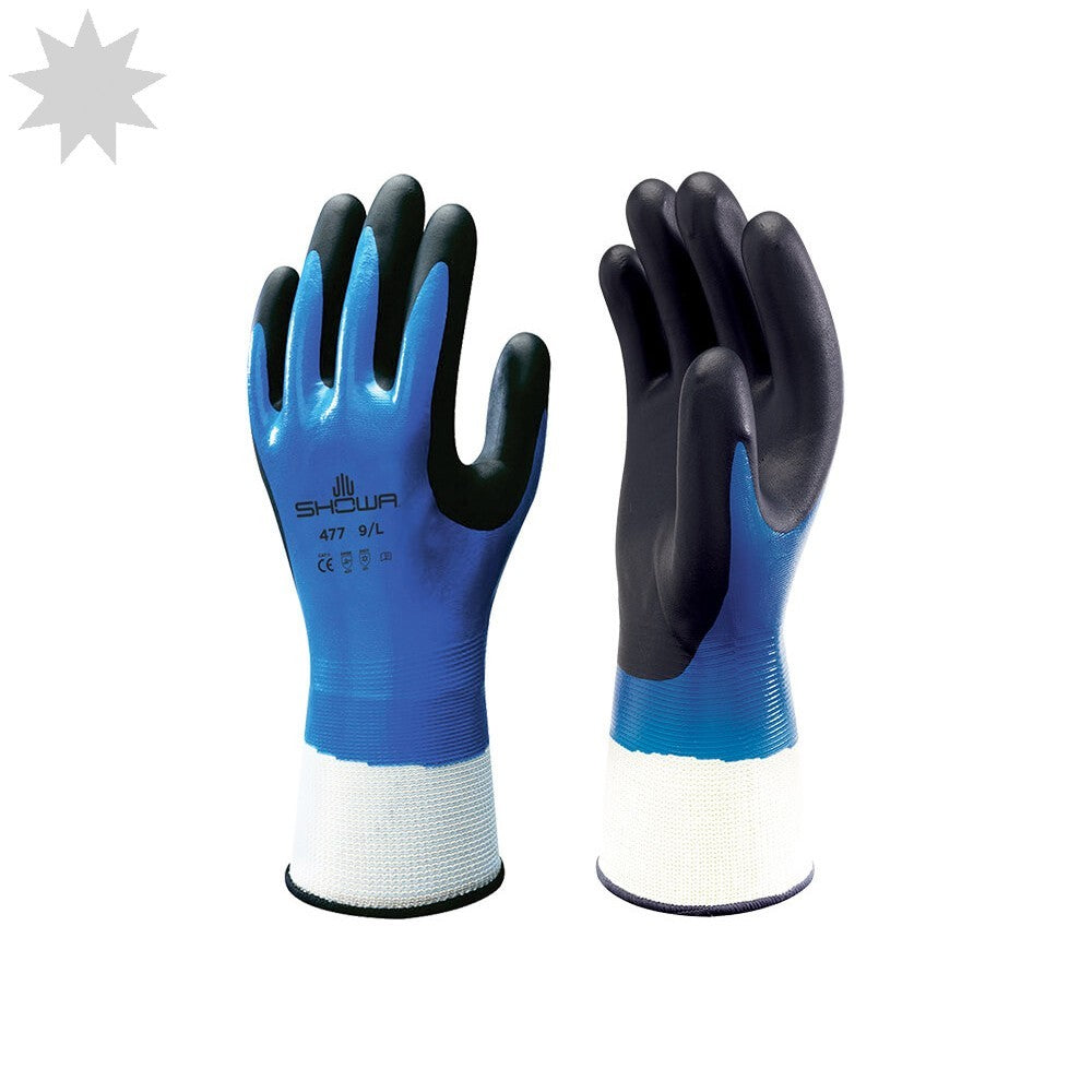 Showa 477 Nitrile Fully Coated Glove - Blue/Black