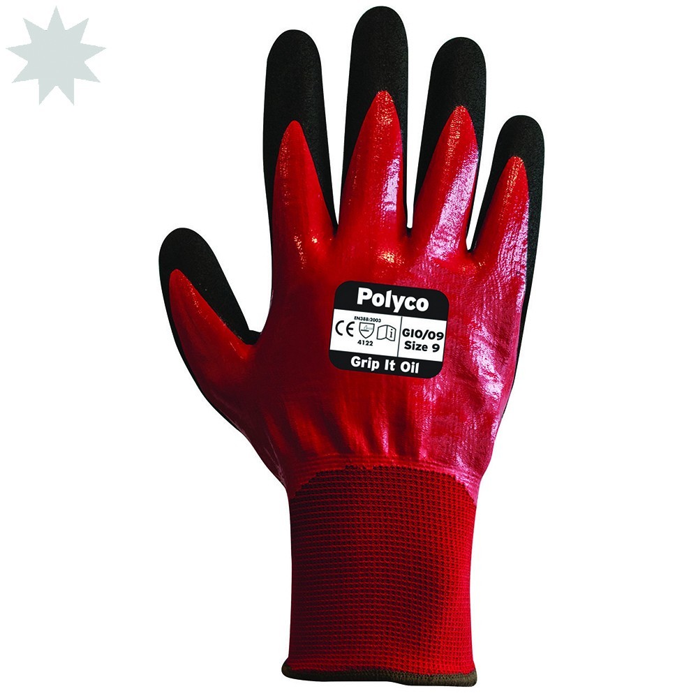 Polyco Grip It Oil Full Coated Nitrile Glove 4.1.2.2 GIO