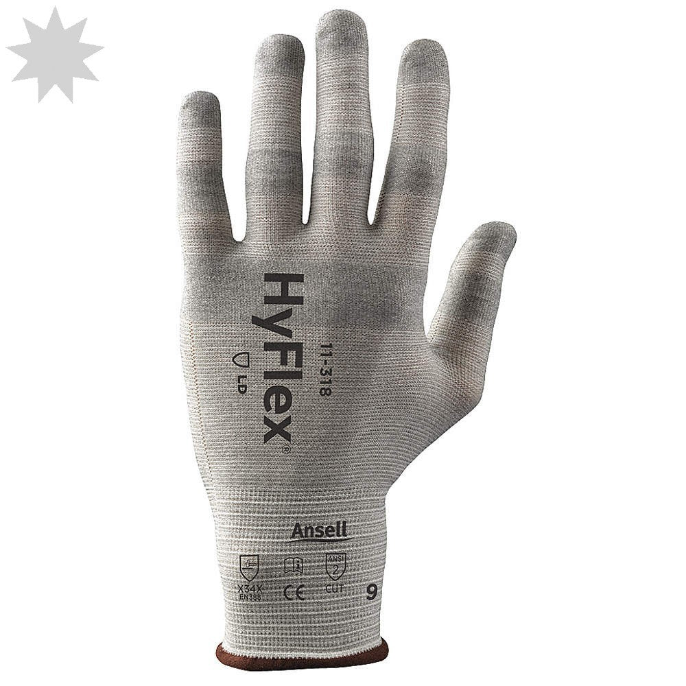 Ansell Hyflex 11-318 Cut Level 3 Uncoated Knitwrist Glove