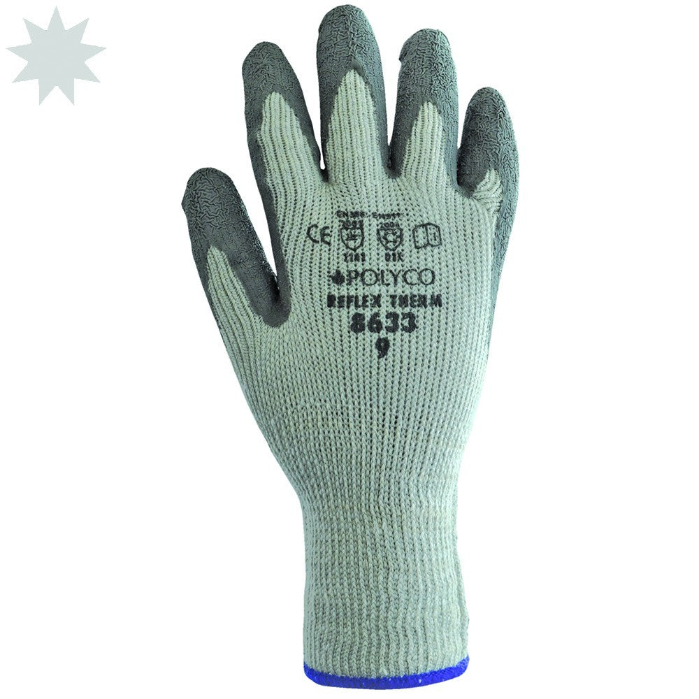 Polyco Reflex Therm Palm Coated Latex Glove - GREY