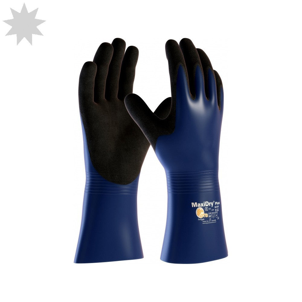 ATG Maxidry Plus 56-530 Oil Repellent Nitrile Grip Gauntlet Glove - Blue