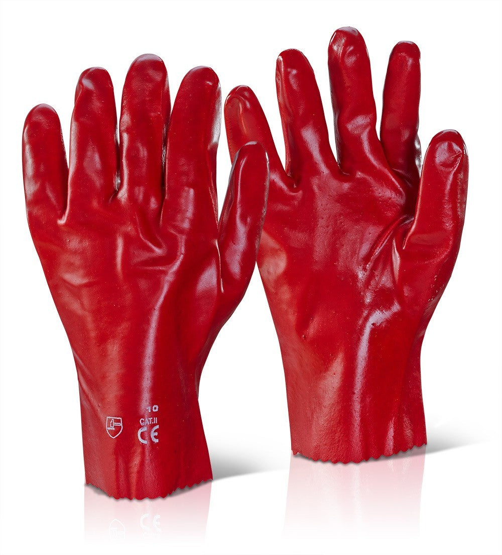 Open Cuff PVC Gauntlet 11 Inch - RED