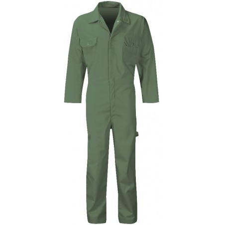 Stud Front Polycotton Coverall - GREEN