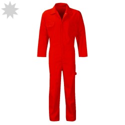 Stud Front Polycotton Coverall - RED