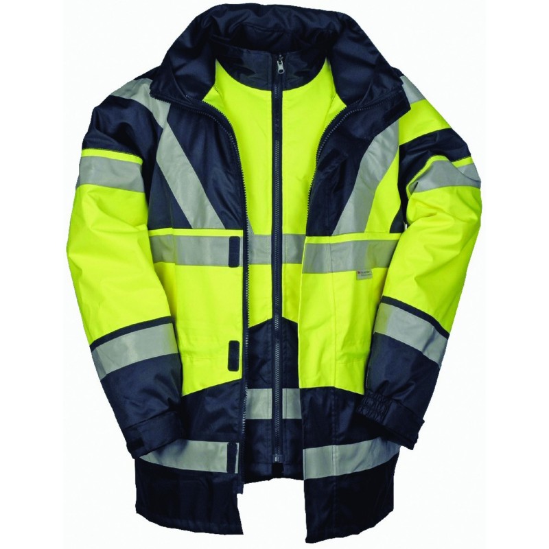 Sioen Skollfield 209A Hi Vis Rain Jacket with Detachable Bodywarmer - YELLOW/NAVY