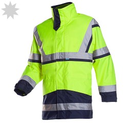 Sioen Powell 401A Hi Vis Rain Jacket with Detachable Softshell Jacket - YELLOW / NAVY