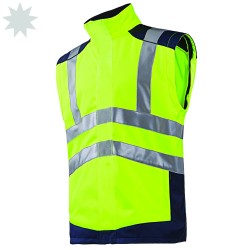 Sioen Drayton 167A Hi Vis Softshell Jacket with Detachable Sleeves - YELLOW / NAVY