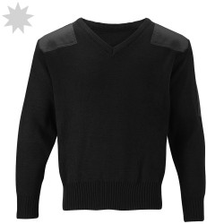 V-Neck Acrylic Economy Security Sweater - BLACK
