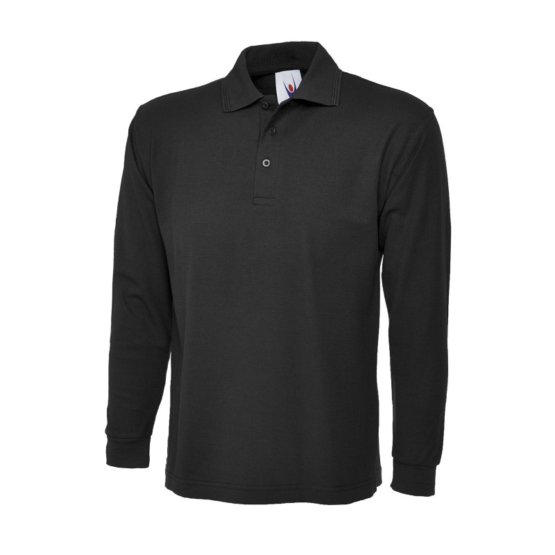 Long Sleeve Premium Polo Shirt - BLACK