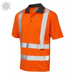 Leo Workwear Hi Vis Coolviz Short Sleeve Polo Shirt Rockham - ORANGE