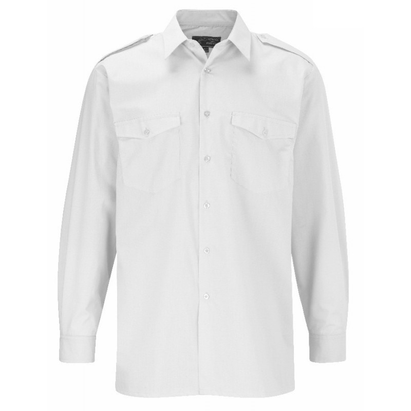 Value Weight Long Sleeve Pilot Shirt - WHITE