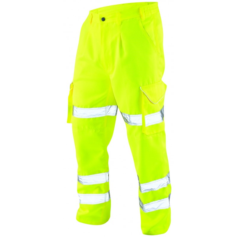 Leo Workwear Hi Vis Polycotton Cargo Trousers - YELLOW