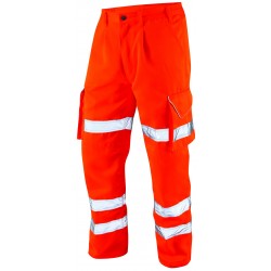 Leo Workwear Hi Vis Polycotton Cargo Trousers - ORANGE