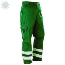 Ballistic Nylon Panel Cargo Trousers with Hi Viz Strips - GREEN