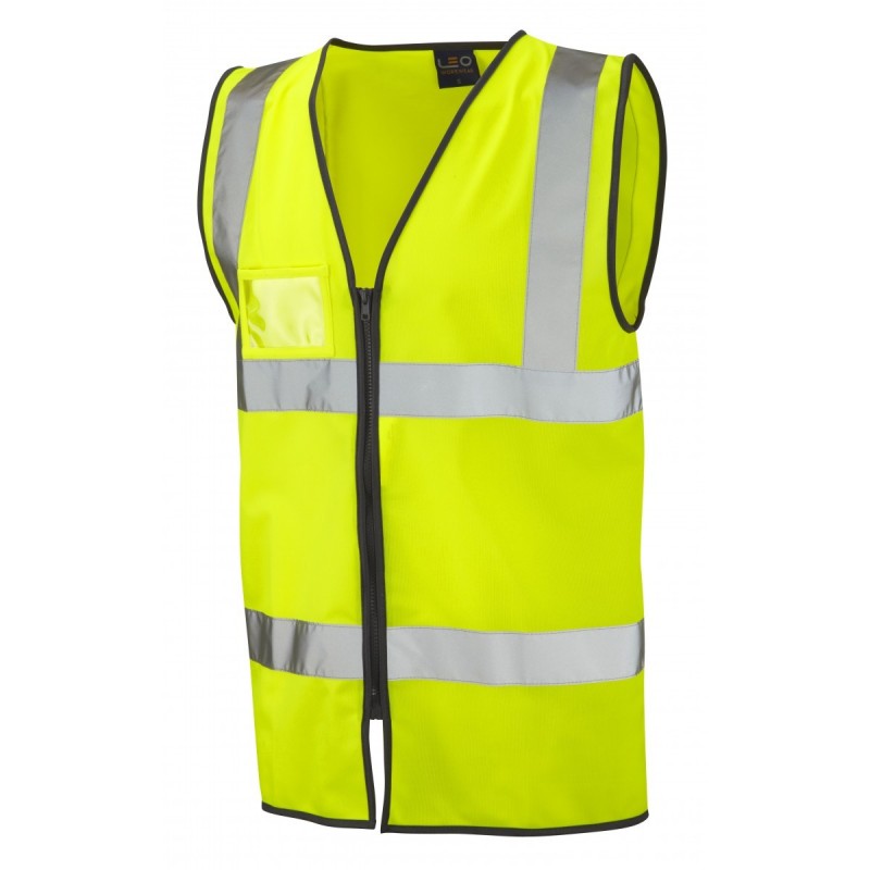 Leo Workwear Hi Vis Vest with ID Pocket and Zip Class 2 - YELLOW