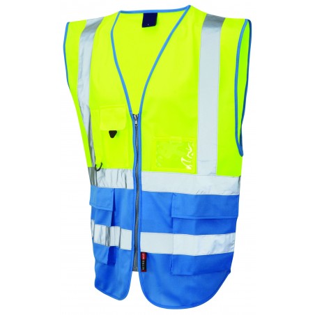 Leo Workwear Superior Hi Vis Two Tone Vest - YELLOW/SKY BLUE