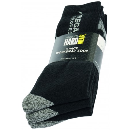 Regatta Work Socks RMH003 3 Pairs - BLACK