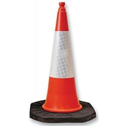 1m Traffic Cone - 2 part with sleeve and rubber base