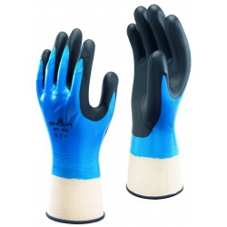 Showa 377 Fully Coated Nitrile Glove - BLACK/BLUE