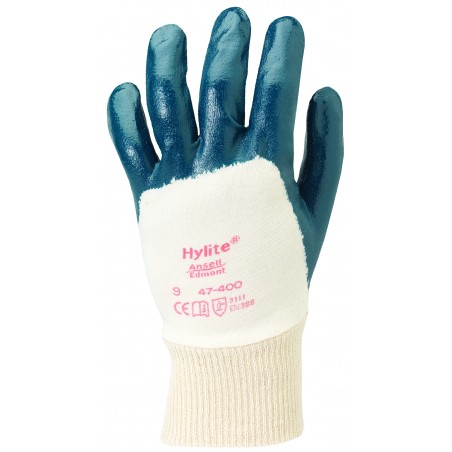 Ansell Hylite 47-400 Nitrile 3/4 Coated Grip Glove - BLUE