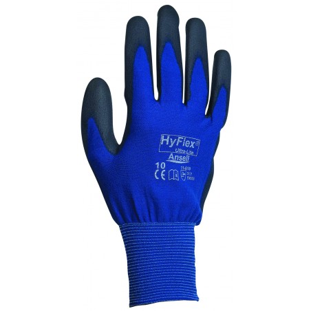 Ansell Hyflex 11-618 PU Grip Glove - BLACK/BLUE