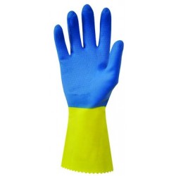 Polyco Duo Plus 60 Full Coated Latex Glove - BLUE/YELLOW