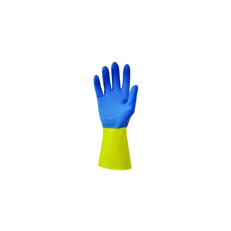 Polyco Duo Plus 60 Full Coated Latex Glove - BLUE/YELLOW