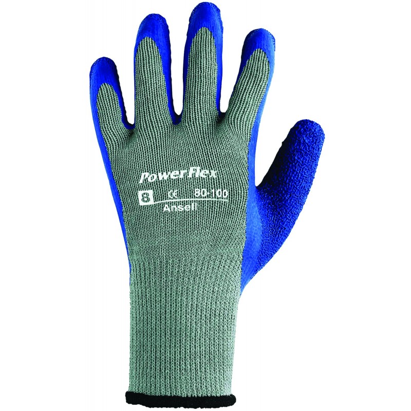 Ansell Powerflex 80-100 Latex Glove - BLUE/GREY