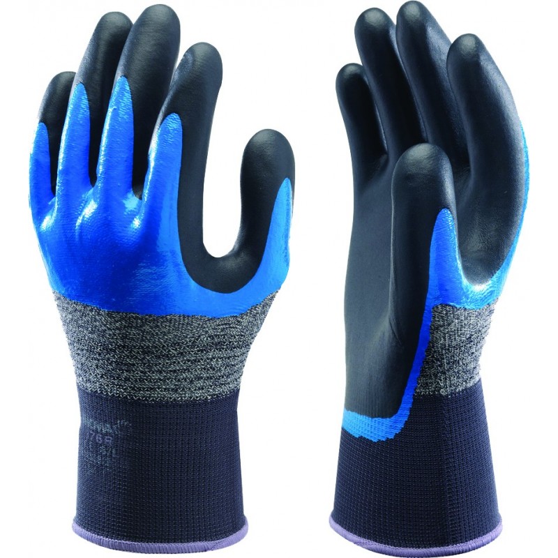 Showa 376R 3/4 Foam Nitrile Grip Glove - BLACK/BLUE