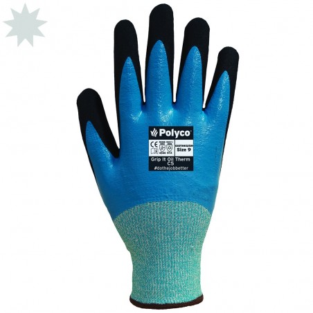 Polyco Grip It Oil Therm C5 Nitrile Full Coated Glove - BLUE/BLACK