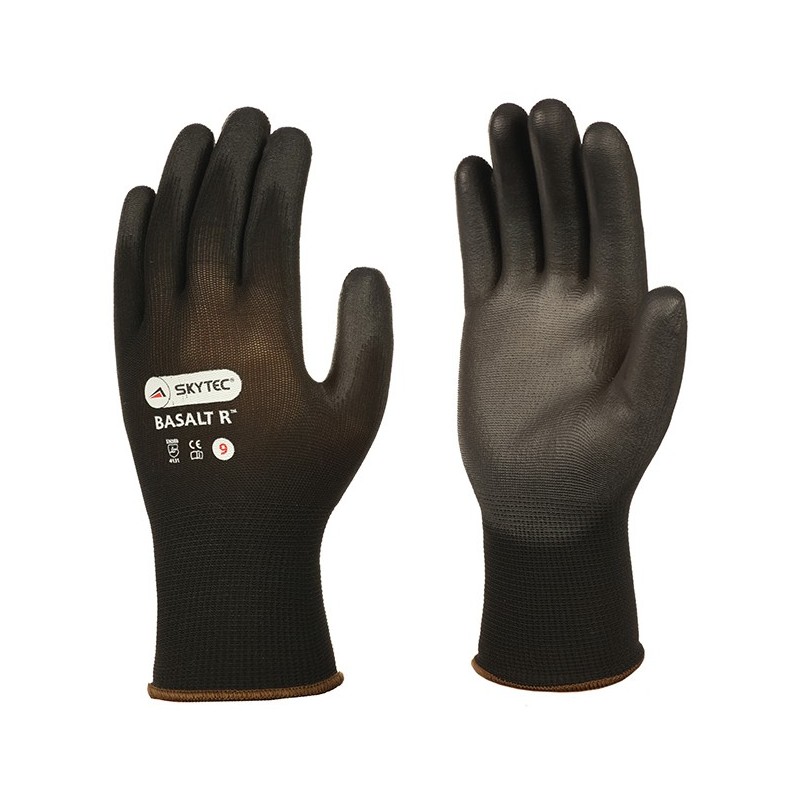 Skytec Basalt PU Palm Coated Glove x 3 Pairs - BLACK