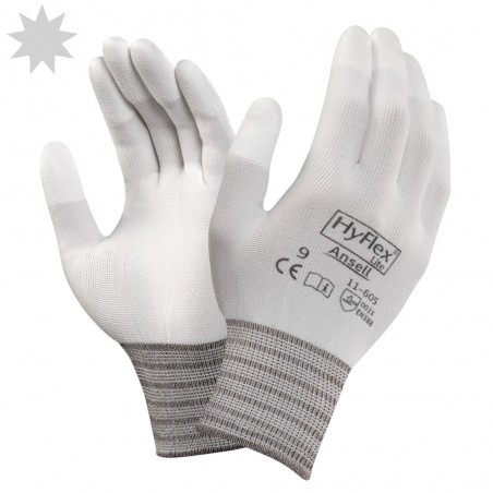 Ansell Hyflex 11-600 PU Palm Coated Grip Glove - WHITE