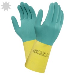 Ansell Bi-Colour 87-900 Latex Full Coated Gloves - GREEN/YELLOW