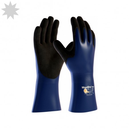 ATG Maxidry Plus 56-530 Oil Repellent Nitrile Grip Gauntlet Glove - BLUE