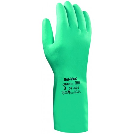 Ansell Solvex 37-675 Chemical Resistant Nitrile Glove x 1 Pair - GREEN