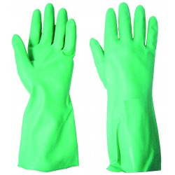 Nitrile Gauntlet Flock Lined Glove - GREEN