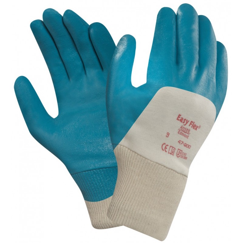 Ansell Easy Flex 47-200 Nitrile 3/4 Coated Gloves - GREEN